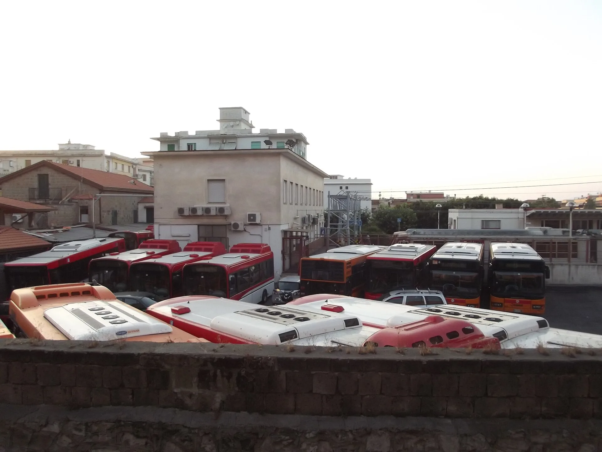Buses parked by Sorrento station, the starting point for routes along the coast