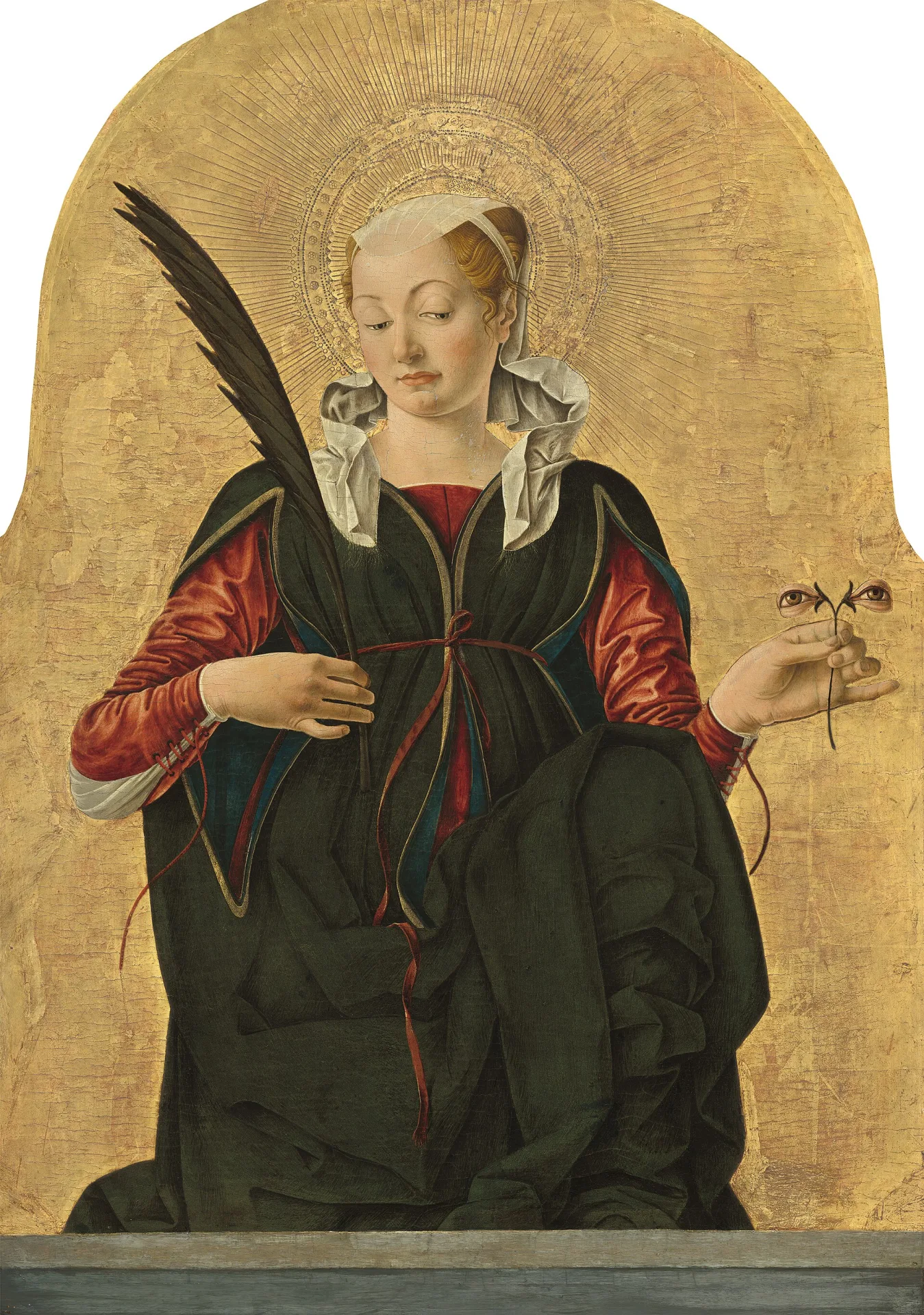 Santa Lucia con il suo attributo tradizionale in un dipinto di Francesco del Cossa (1473-74 circa)