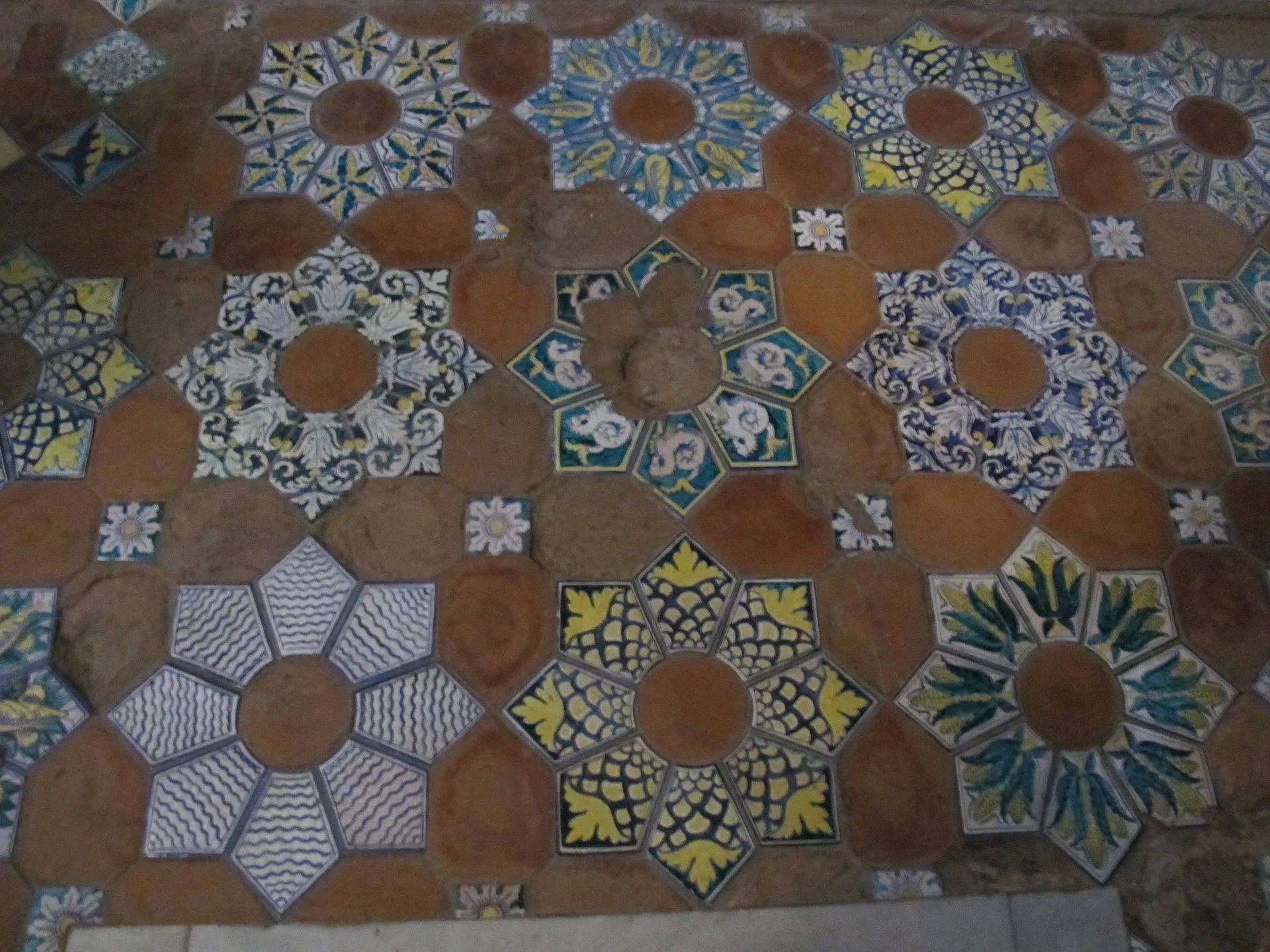 A majolica tiled floor in a chapel of the church of San Lorenzo Maggiore in Naples